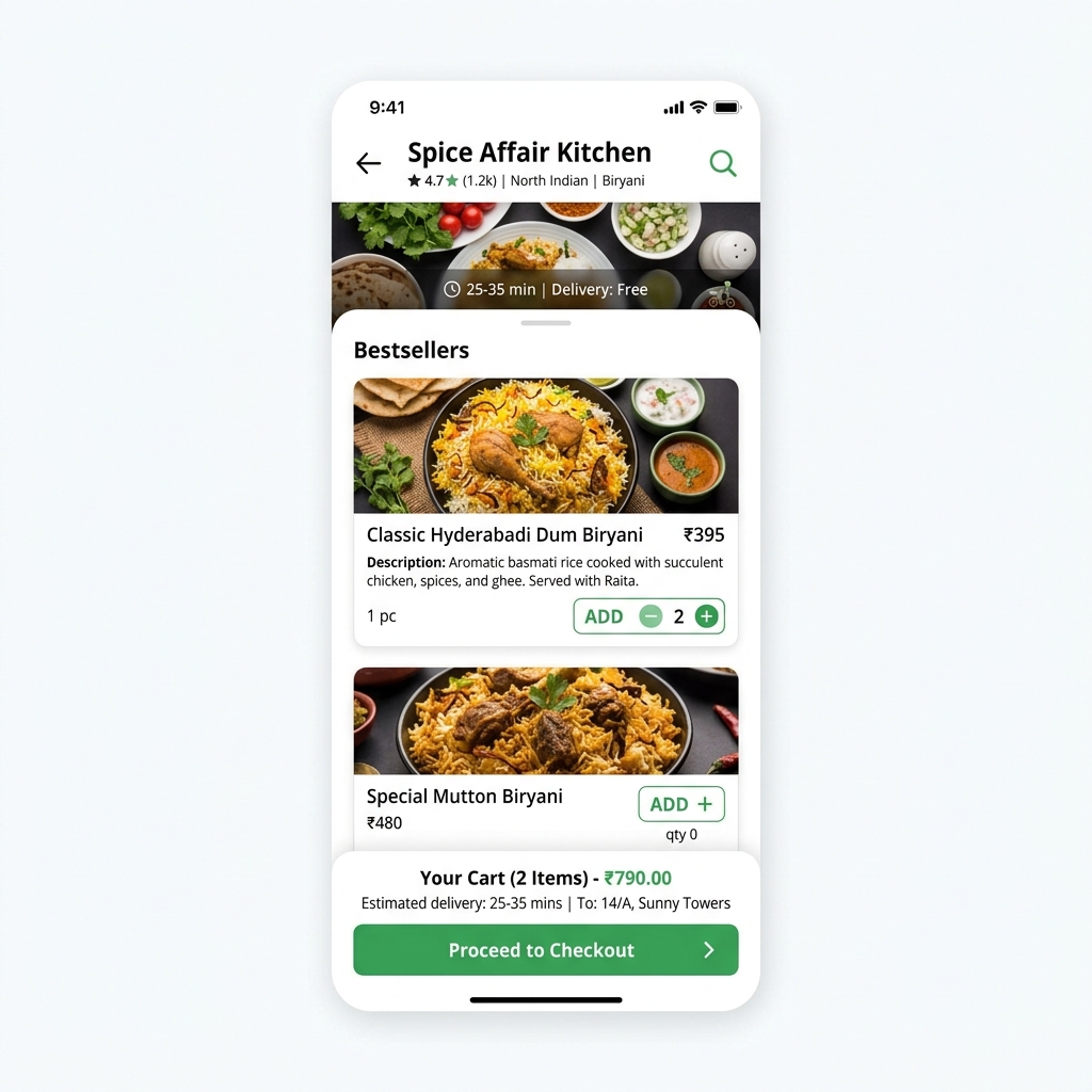BiteDash Mobile View